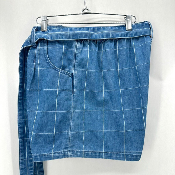 Madewell Denim Paperbag Shorts Windowpane Check Size 29 High Rise Preppy NWOT - Picture 5 of 9